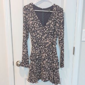 Lulu's Navy Floral Long Sleeve Dress